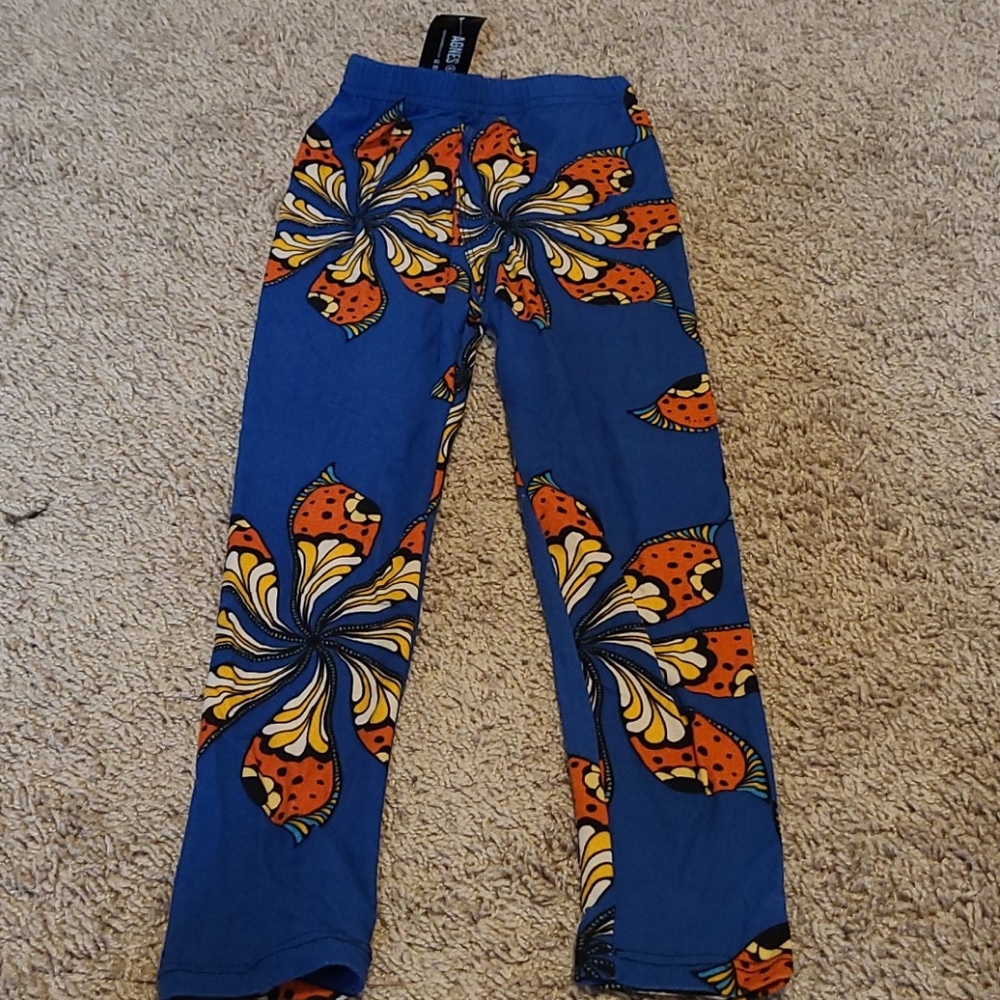 Agnes&Dora Kid's blue and orange floral leggings - Picture 1 of 1